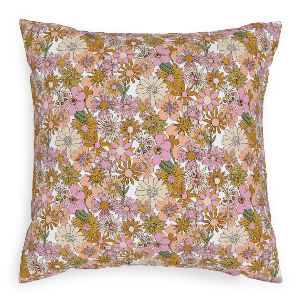Chelsea Vintage Floral Garden - Pink Pillow, Woven, Beige, 20x20, Single Sided, Pink