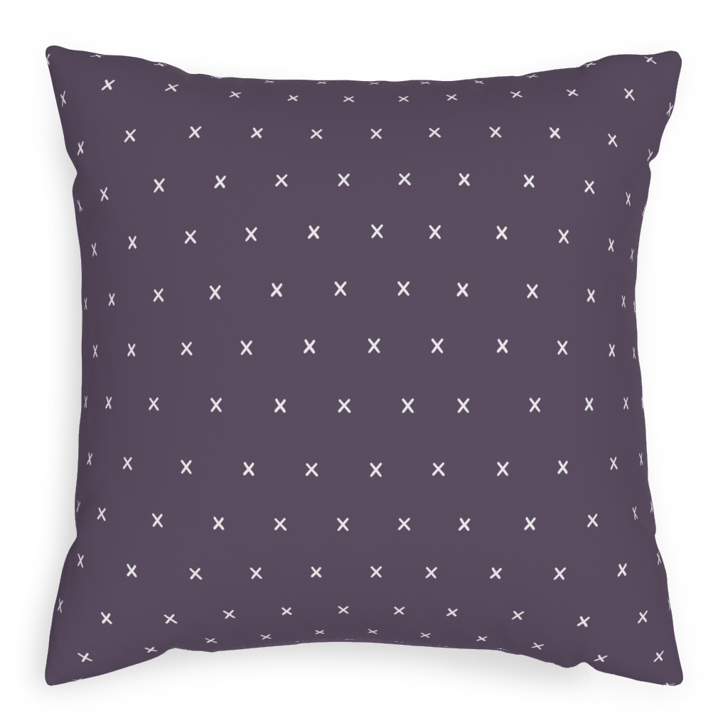 Criss Crosses on Purple Pillow, Woven, Beige, 20x20, Single Sided, Purple