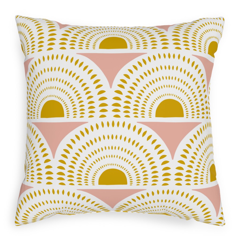 Aurora - Blush & Yellow Pillow, Woven, Beige, 20x20, Single Sided, Yellow