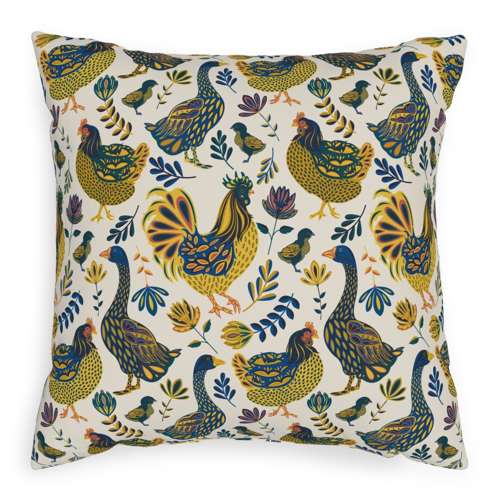 French Farm - Multi Pillow, Woven, Beige, 20x20, Single Sided, Multicolor