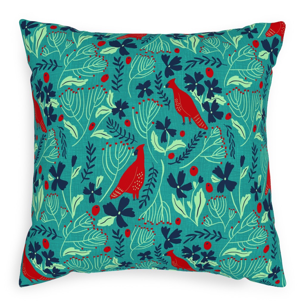 Winter Wonder - Green Pillow, Woven, Beige, 20x20, Single Sided, Green, Classic Green