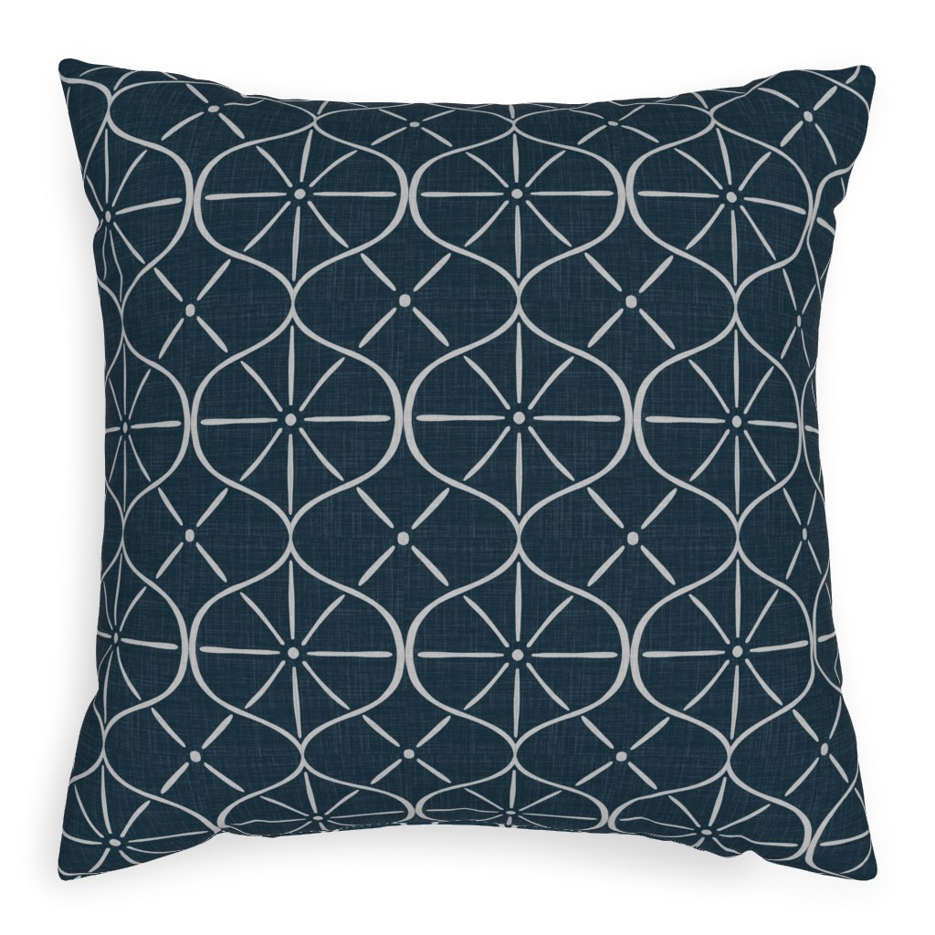 Ovalesque - Blue Pillow, Woven, Beige, 20x20, Single Sided, Blue, True Blue