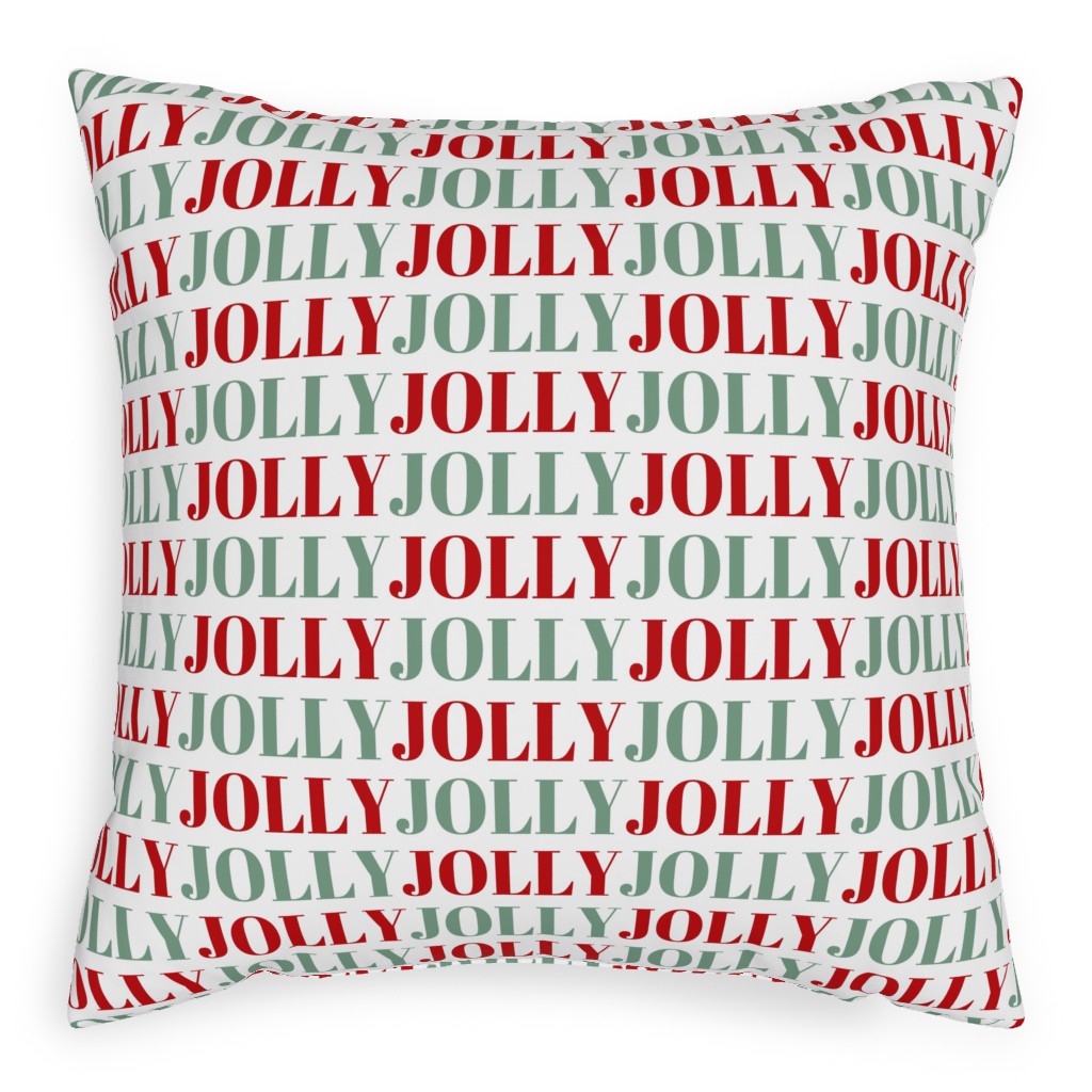 Jolly Print - Red and Green Pillow, Woven, Beige, 20x20, Single Sided, Red