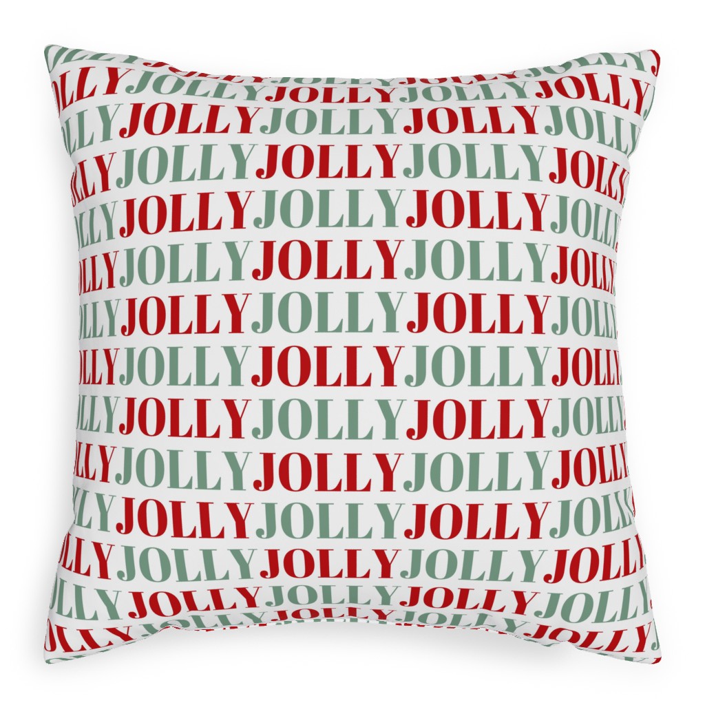 Jolly Print - Red and Green Pillow, Woven, Beige, 20x20, Single Sided, Red, Red