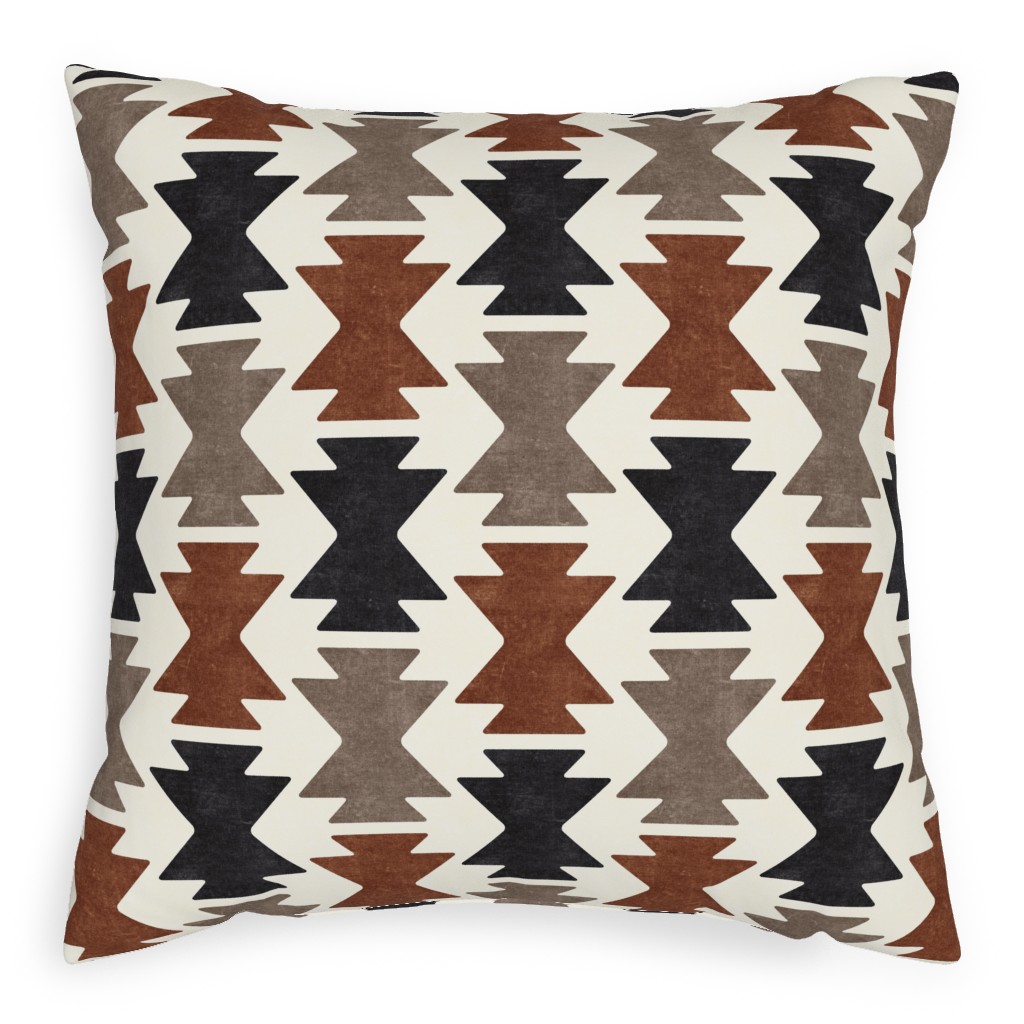 Bohemian Aztec Pillow, Woven, Beige, 20x20, Single Sided, Brown, Chestnut