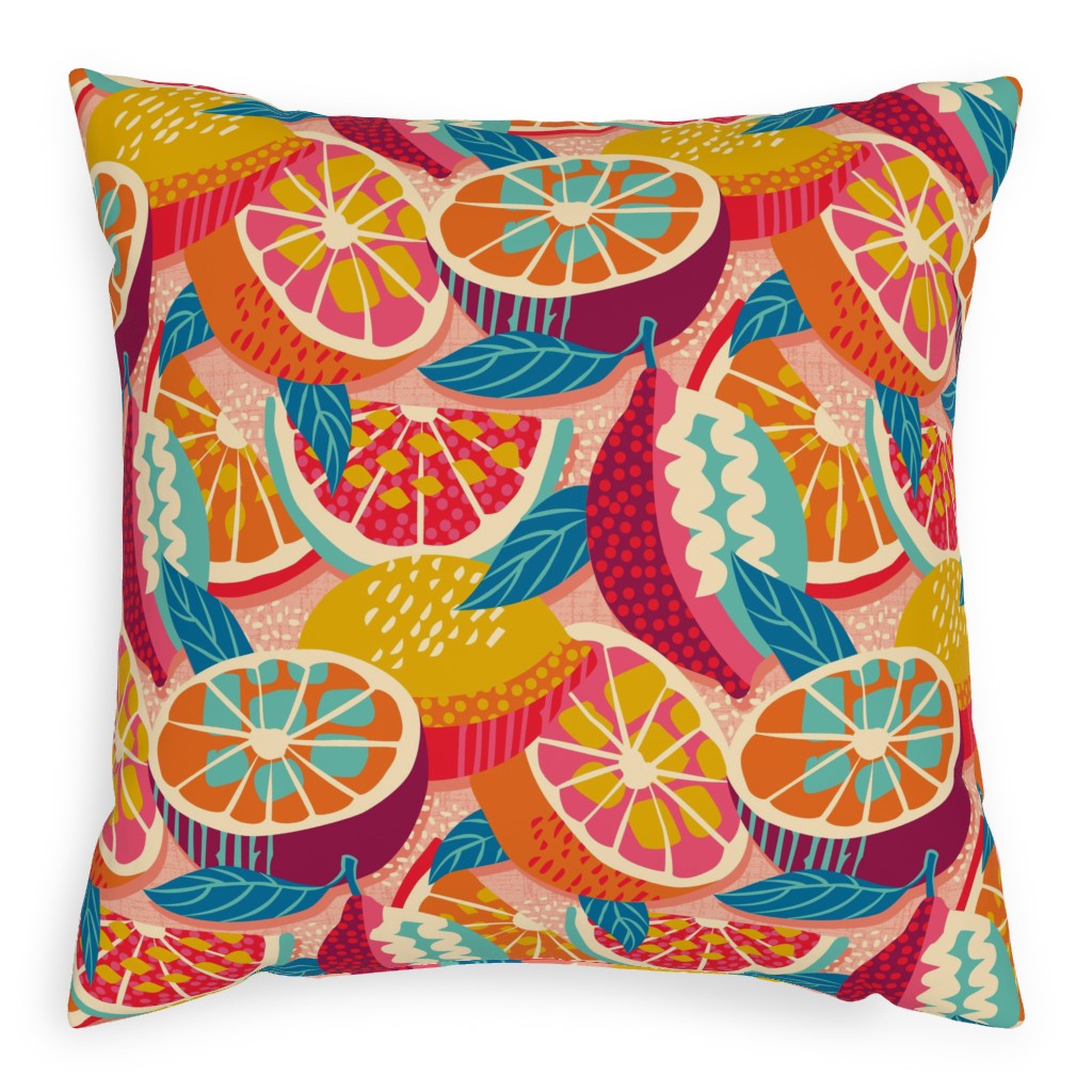 Squeeze the Day - Bold Pillow, Woven, Beige, 20x20, Single Sided, Orange, Orange