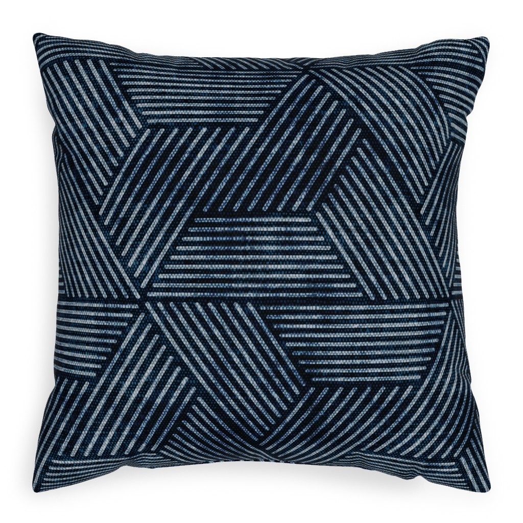 Cadence Triangles - Denim Pillow, Woven, Beige, 20x20, Single Sided, Blue