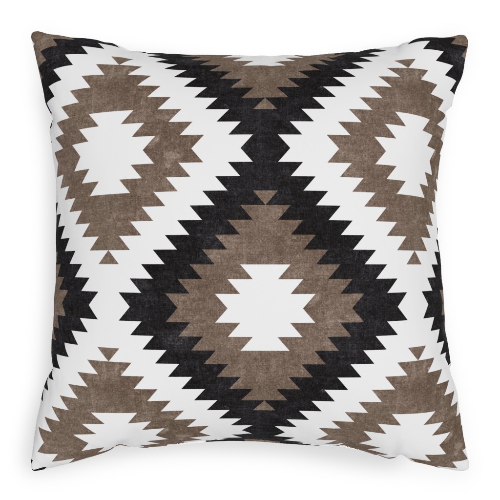 Tribal Southwest Boho Pillow, Woven, Beige, 20x20, Single Sided, Brown, White