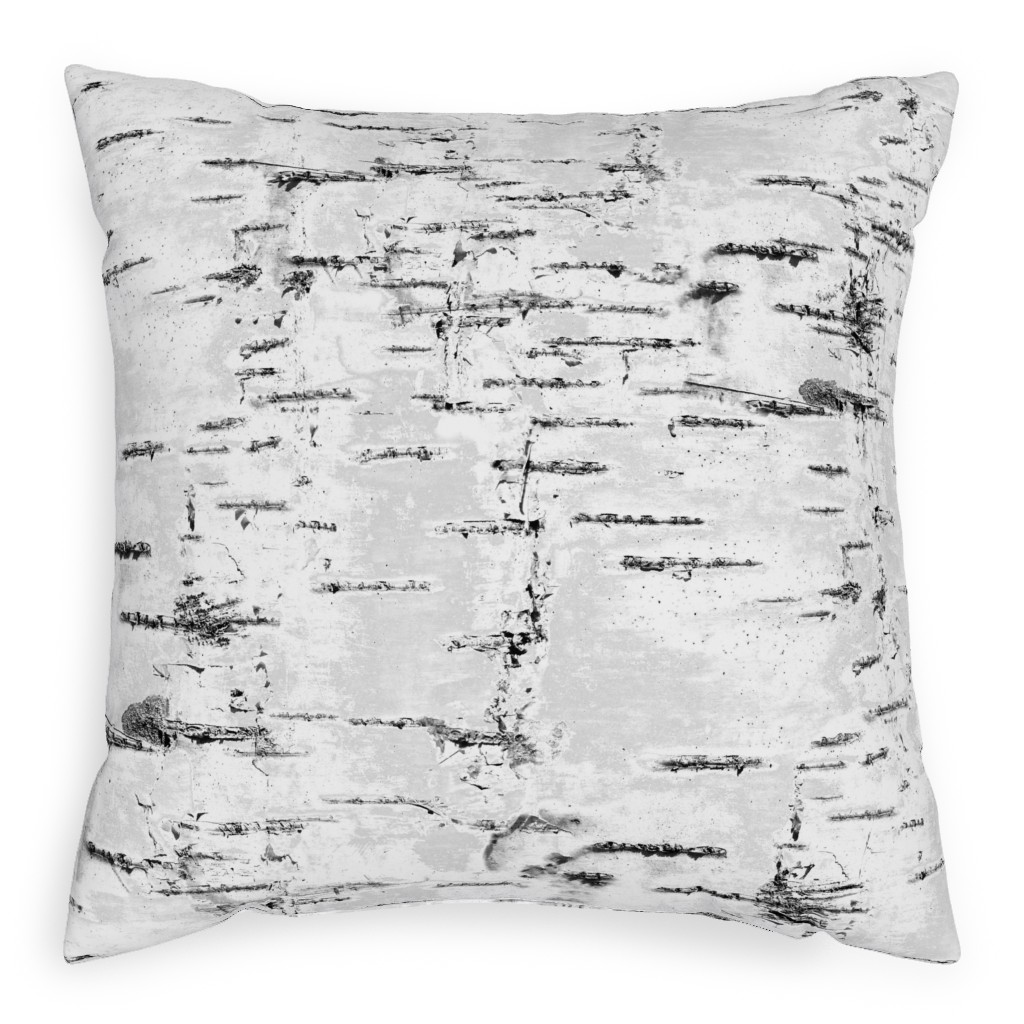 Birch Bark - White, Gray Pillow, Woven, Beige, 20x20, Single Sided, Gray