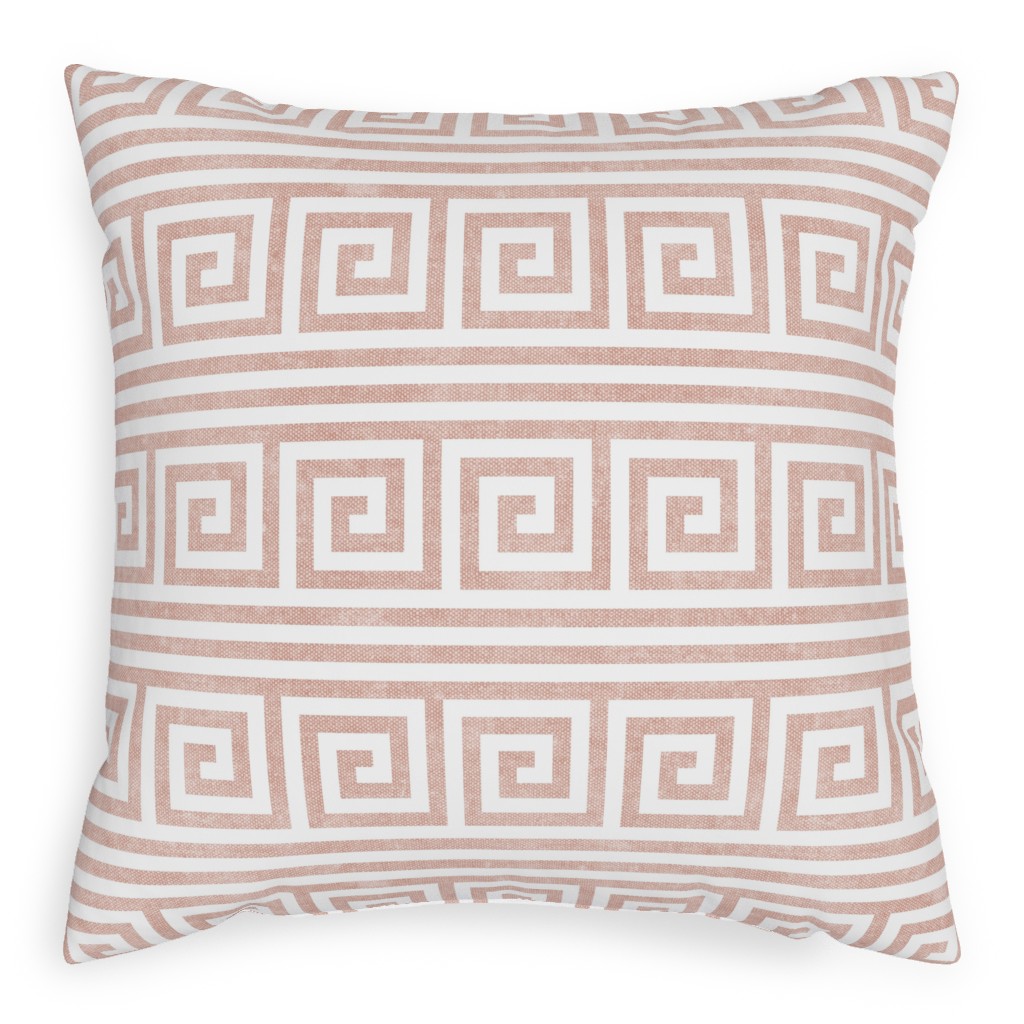 Green Key Stripes - Pink Pillow, Woven, Beige, 20x20, Single Sided, Pink, Bright Pink