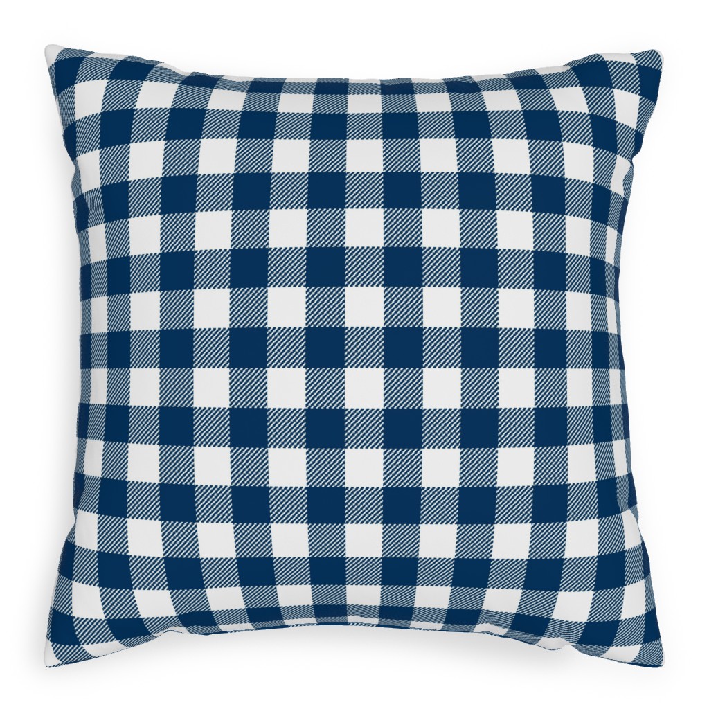 Buffalo Plaid Pillow, Woven, Beige, 20x20, Single Sided, Blue
