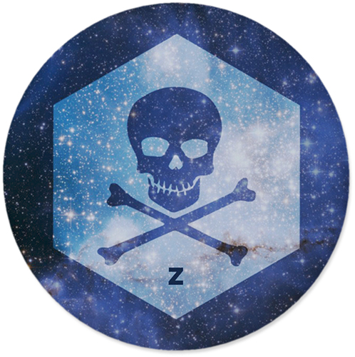Active Skull And Bones Pins, Large Circle, Blue