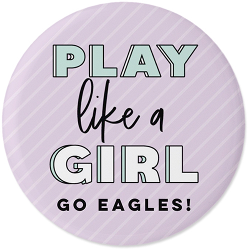 Active Play Like A Girl Pins, Large Circle, White
