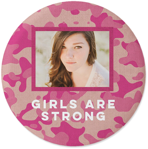 Adventure Camouflage Pins, Large Circle, Pink, pink lady