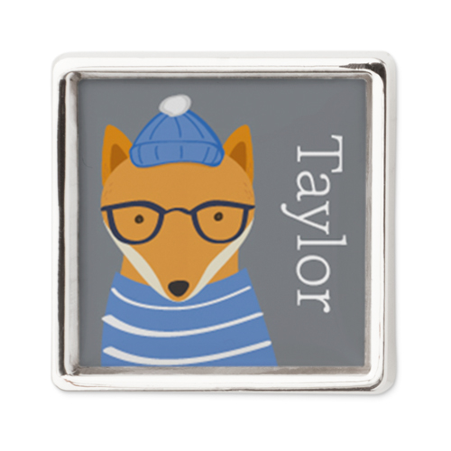 Adventure Fox Metal Pins, Square, Gray