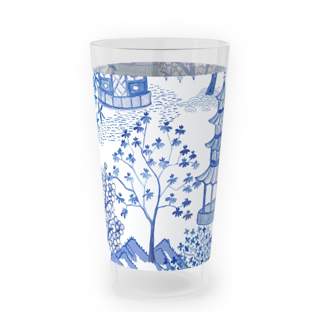 Pagoda Forest - Blue Outdoor Pint Glass, Blue