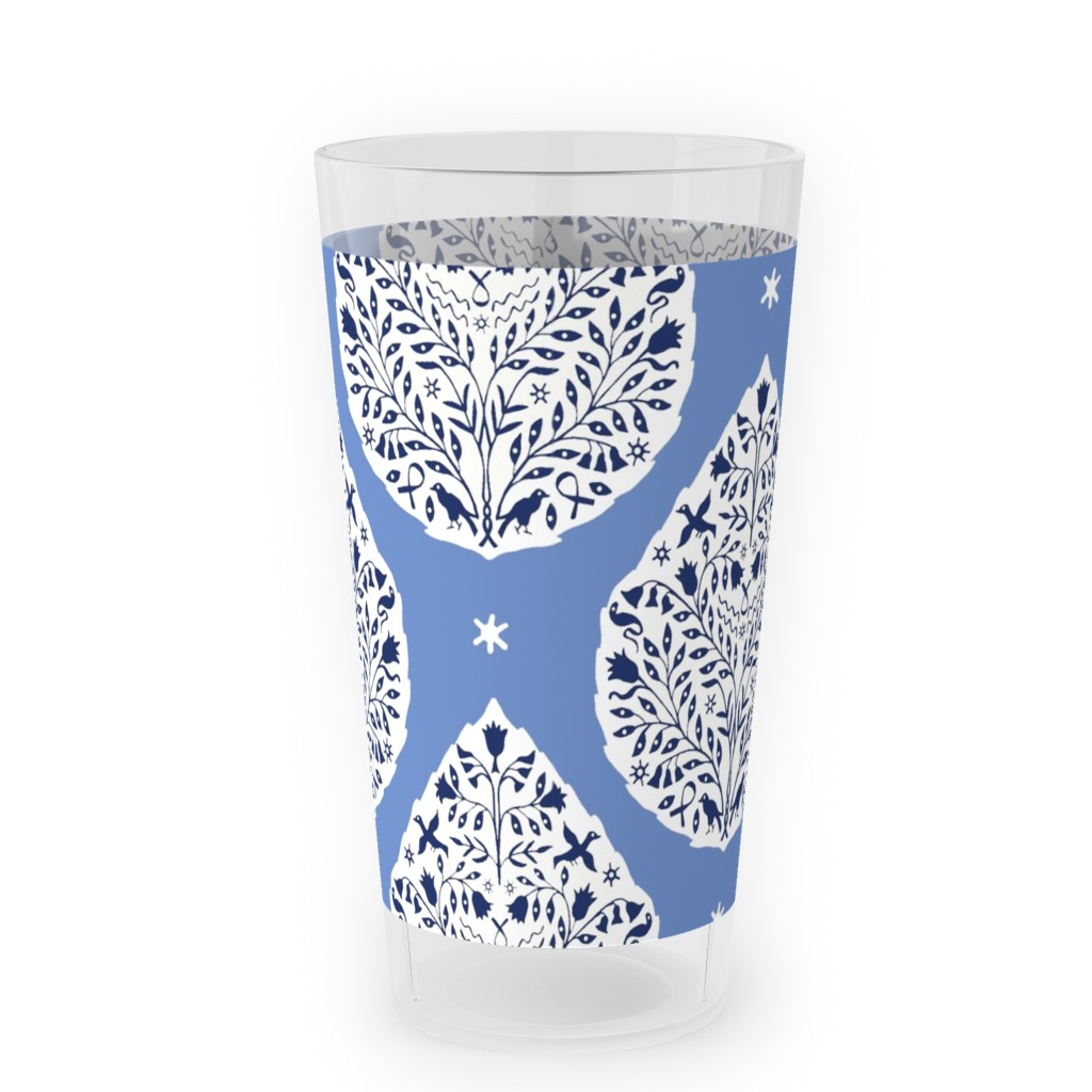 Conway Paisley - Cobalt and Navy Outdoor Pint Glass, Blue