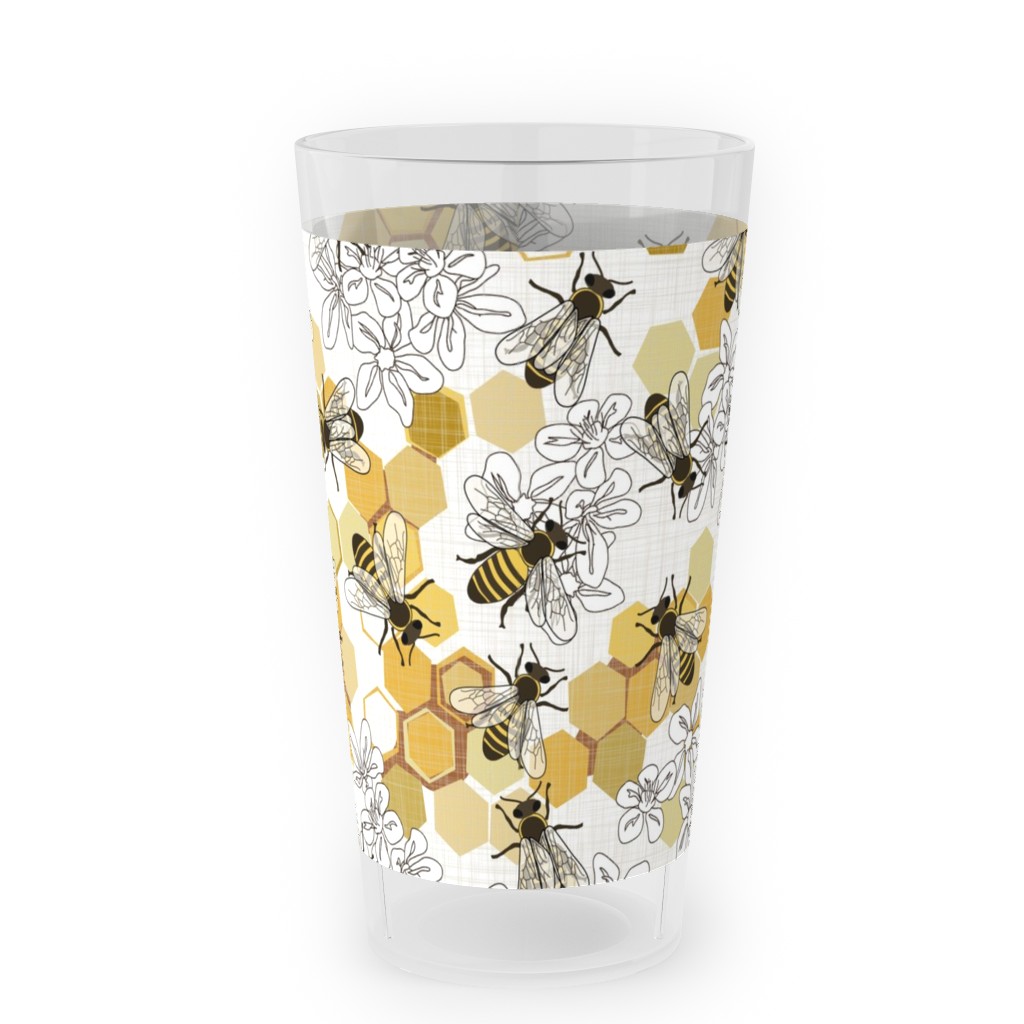 Save the Honey Bees - Yellow Outdoor Pint Glass, Yellow