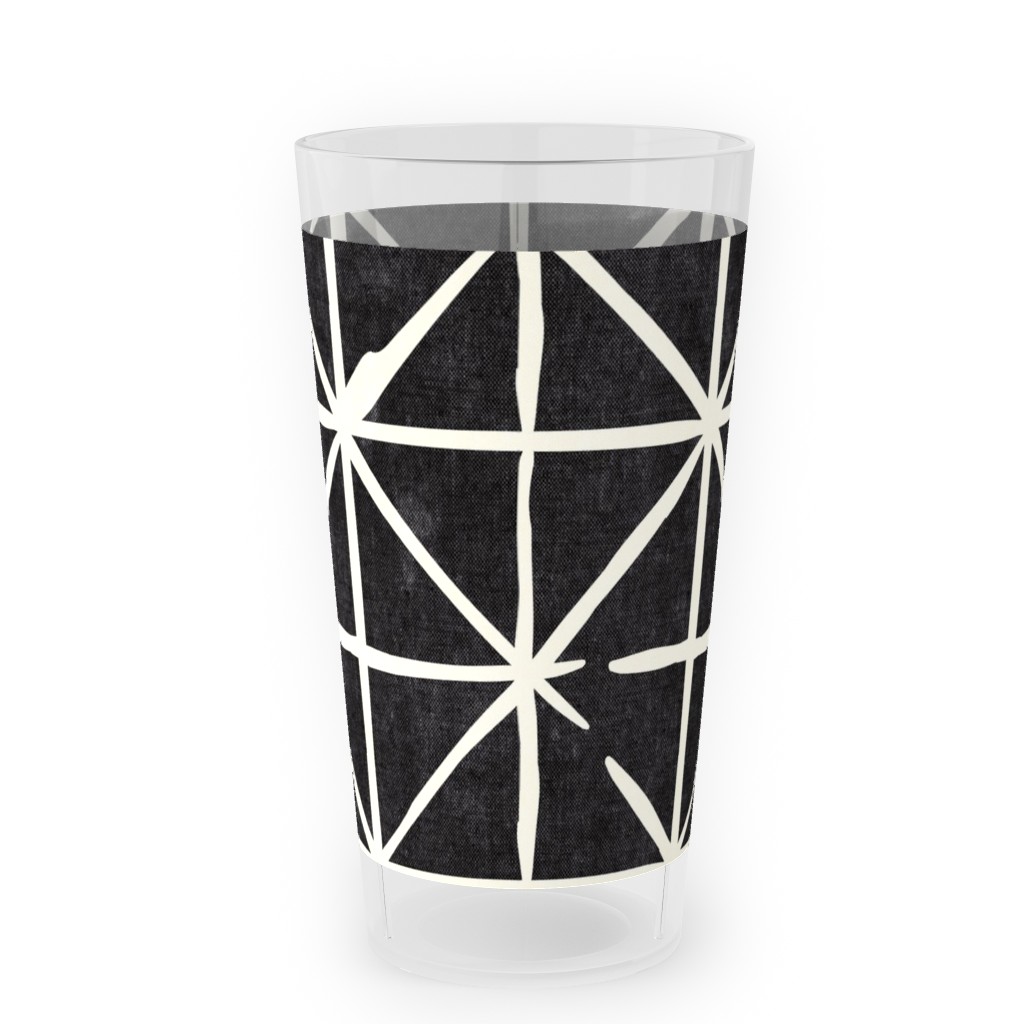 Geometric Triangles - Distressed Geometric Outdoor Pint Glass, Black
