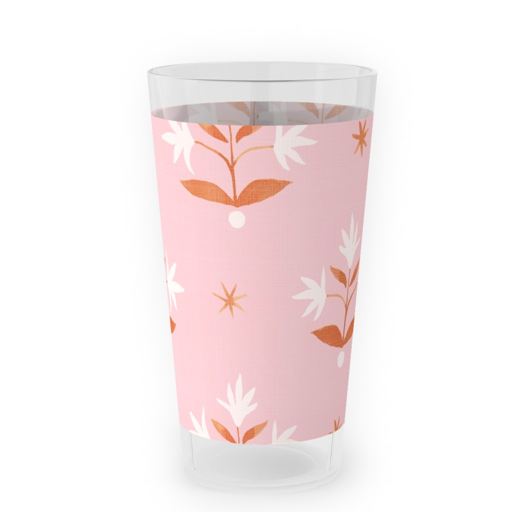 Thistle Stars - Pink and Orange Outdoor Pint Glass, Pink