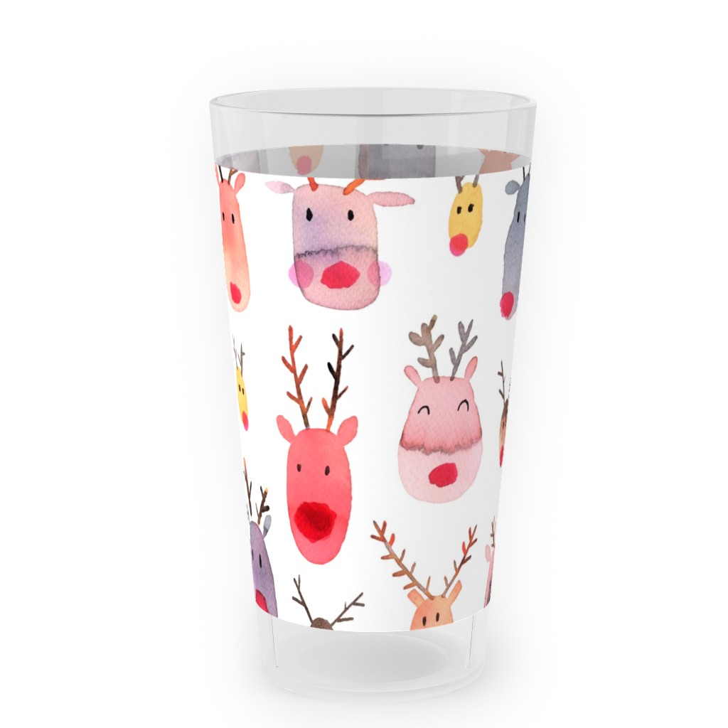 Rudolph Reindeers Outdoor Pint Glass, Red