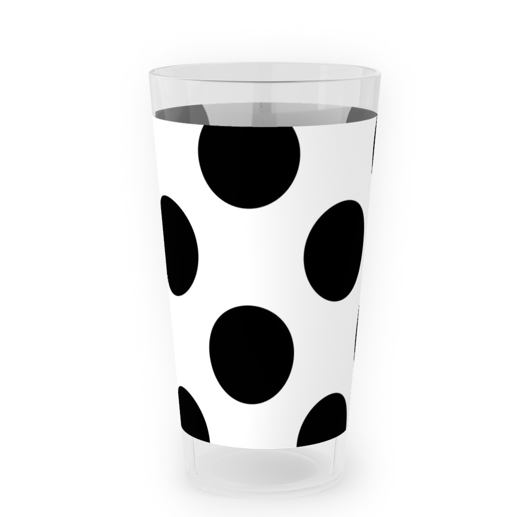 Polka Dot - Black and White Outdoor Pint Glass, Black