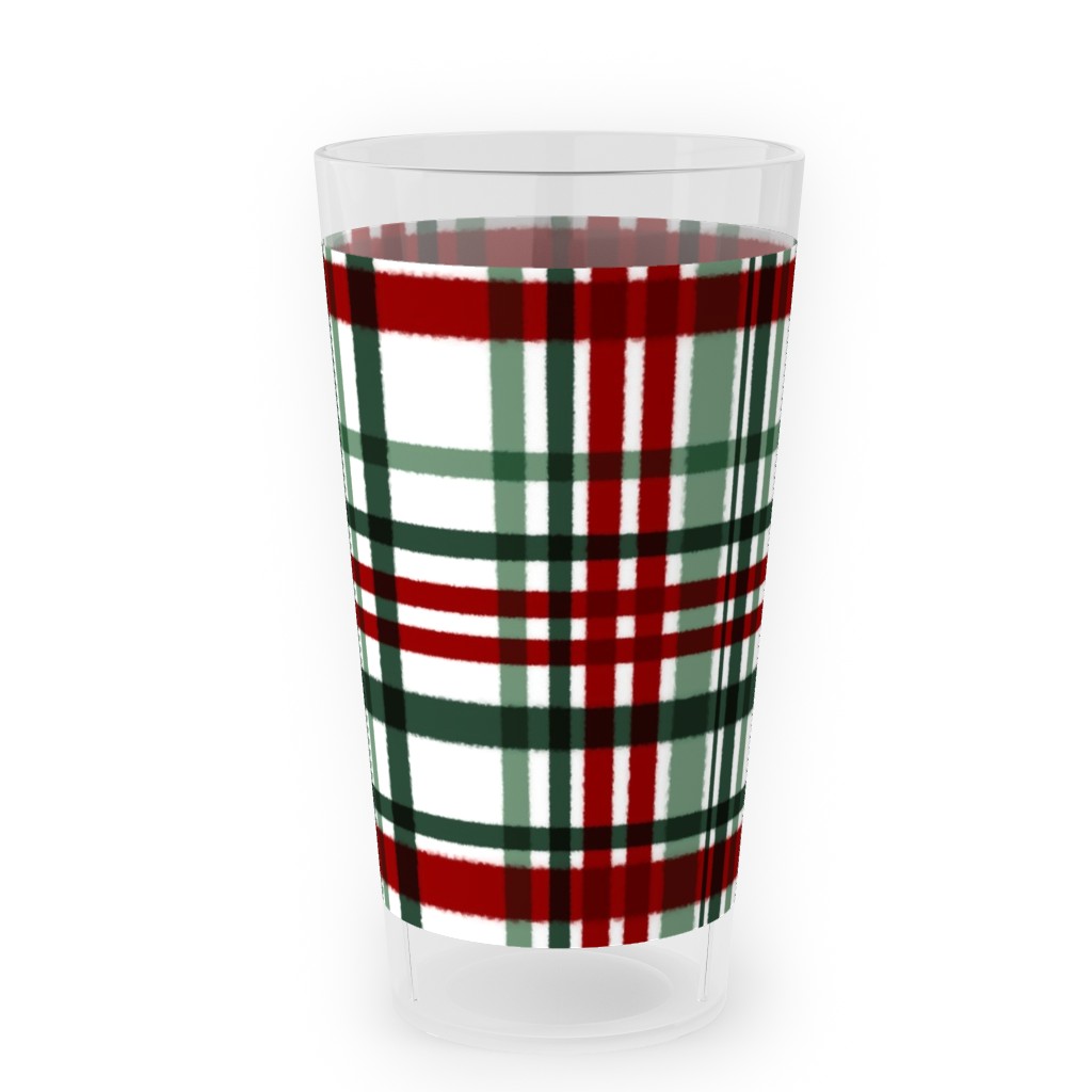 Intricate Plaid Outdoor Pint Glass, Green