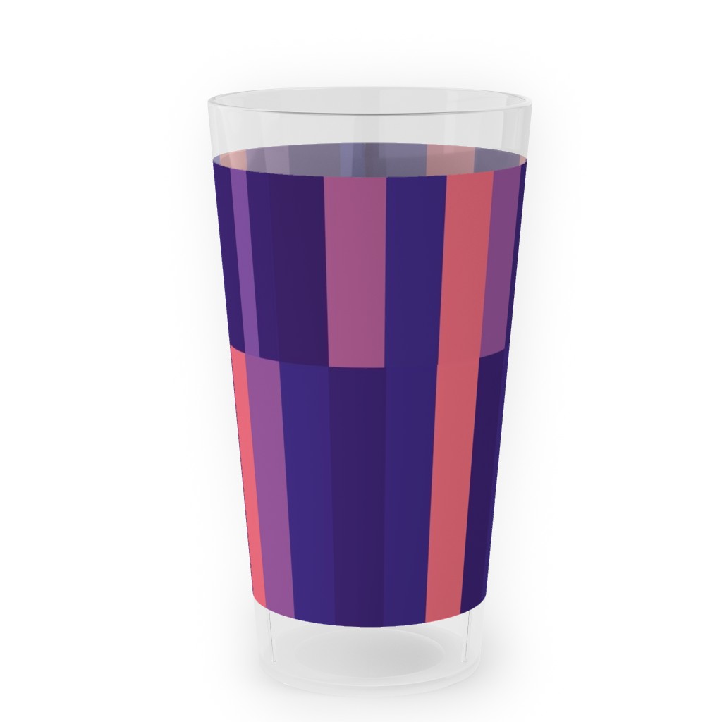 Stipe and Square - Dark Outdoor Pint Glass, Purple