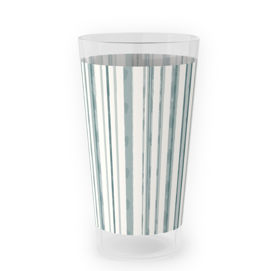 Dreamy Watercolor Stripe Outdoor Pint Glass, Green