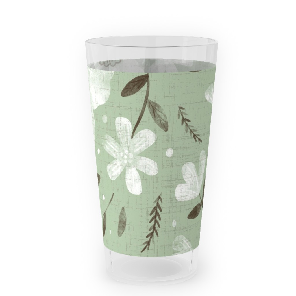 Charlotte Floral - Sage Outdoor Pint Glass, Green