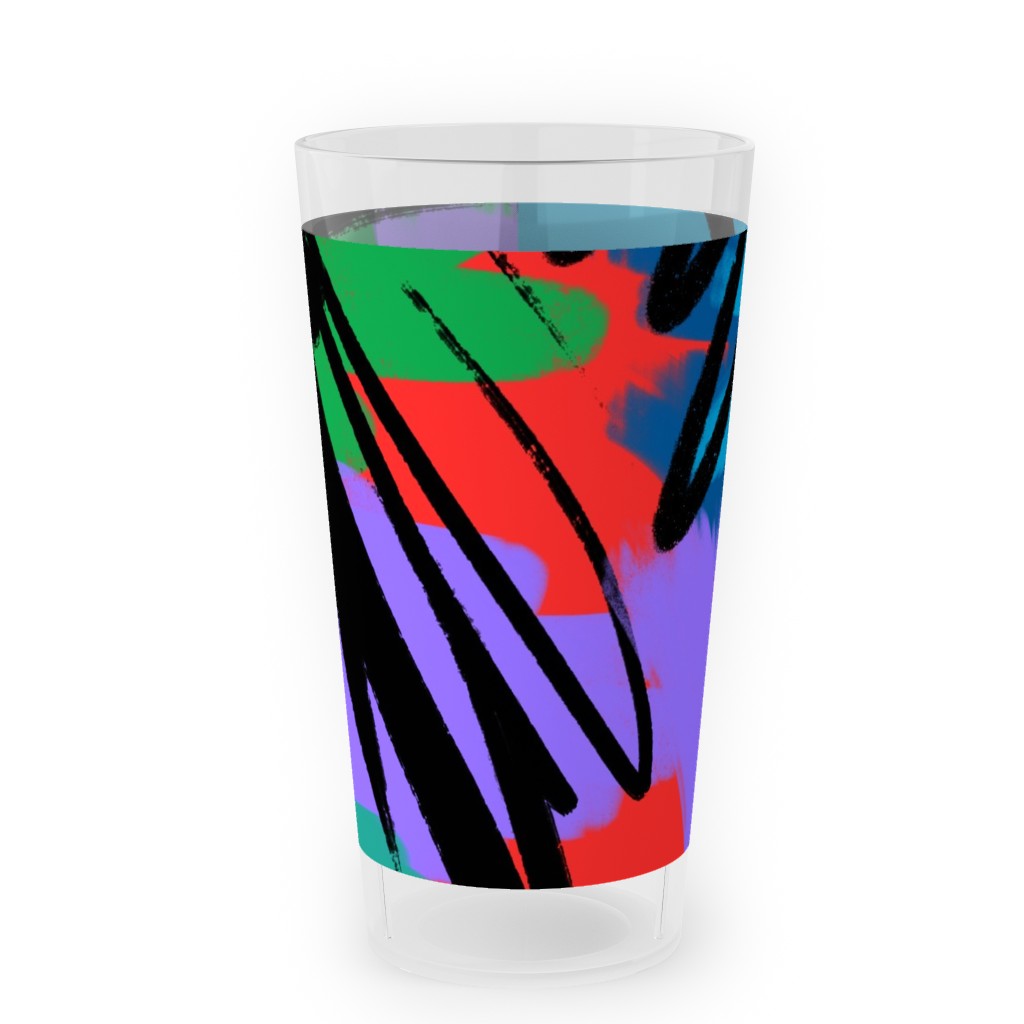 09- Multicolored Brush Strokes Outdoor Pint Glass, Multicolor