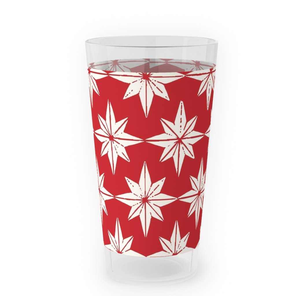 Christmas Star Tiles Outdoor Pint Glass, Red