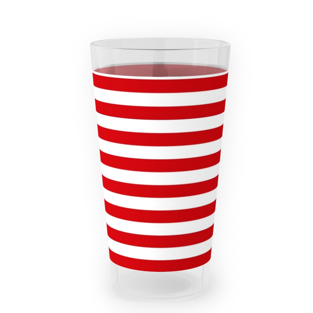 Horizontal Stripe Outdoor Pint Glass, Red