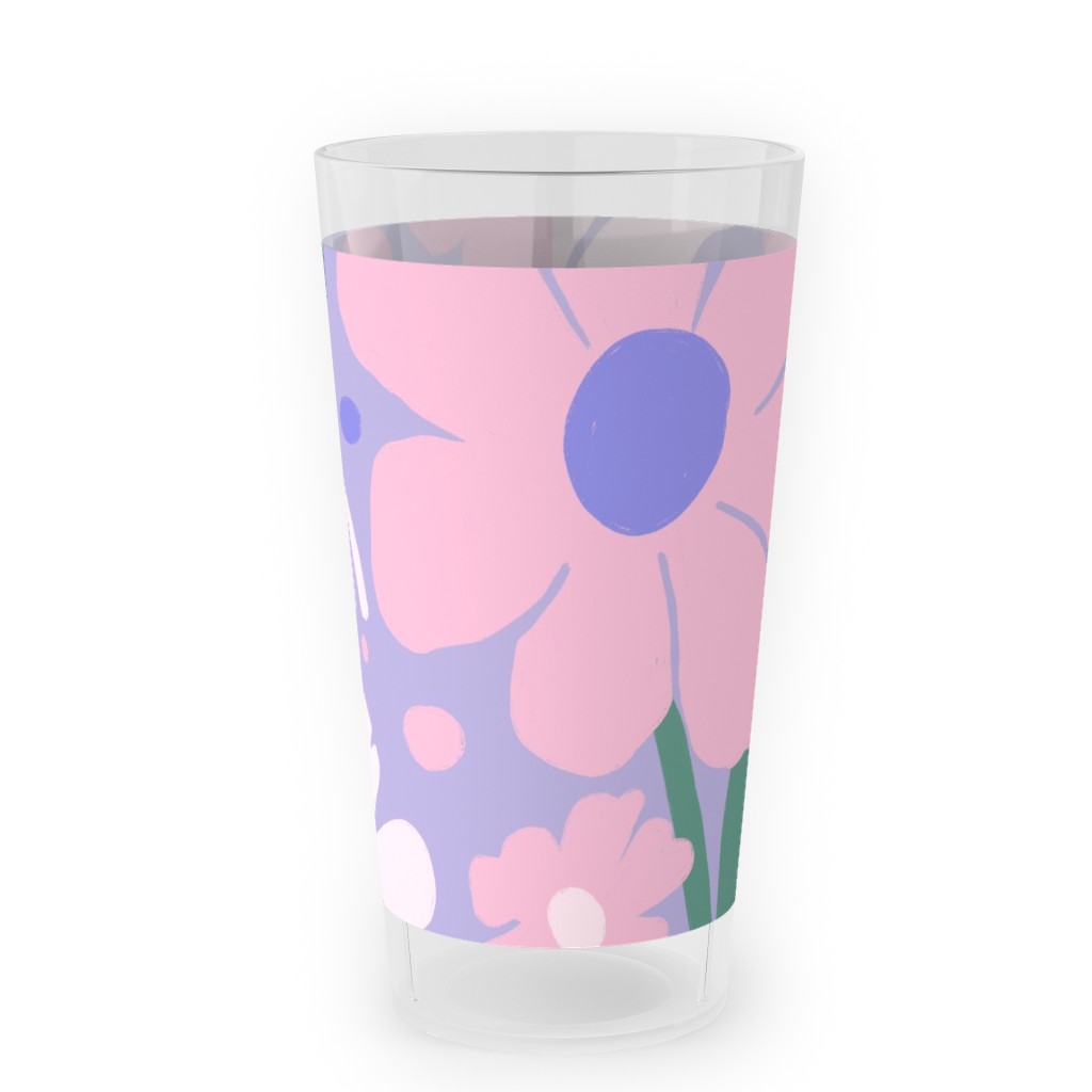 Blooming Garden on Lilac Outdoor Pint Glass, Purple