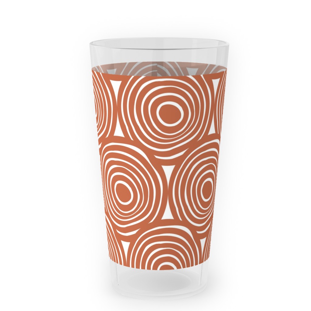 Overlapping Circles - Terracotta Outdoor Pint Glass, Brown