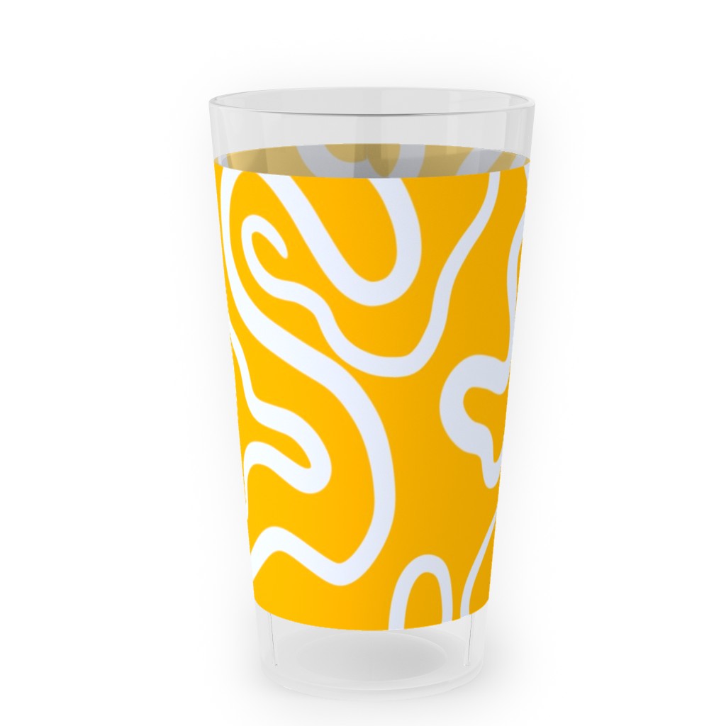 Viens - Yellow Line Abstract Outdoor Pint Glass, Yellow