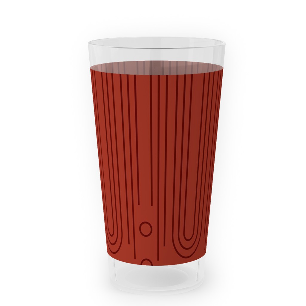 Art Deco Arches - Cranberry Outdoor Pint Glass, Red