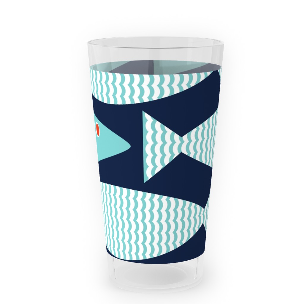 Wavy Bass Outdoor Pint Glass, Blue