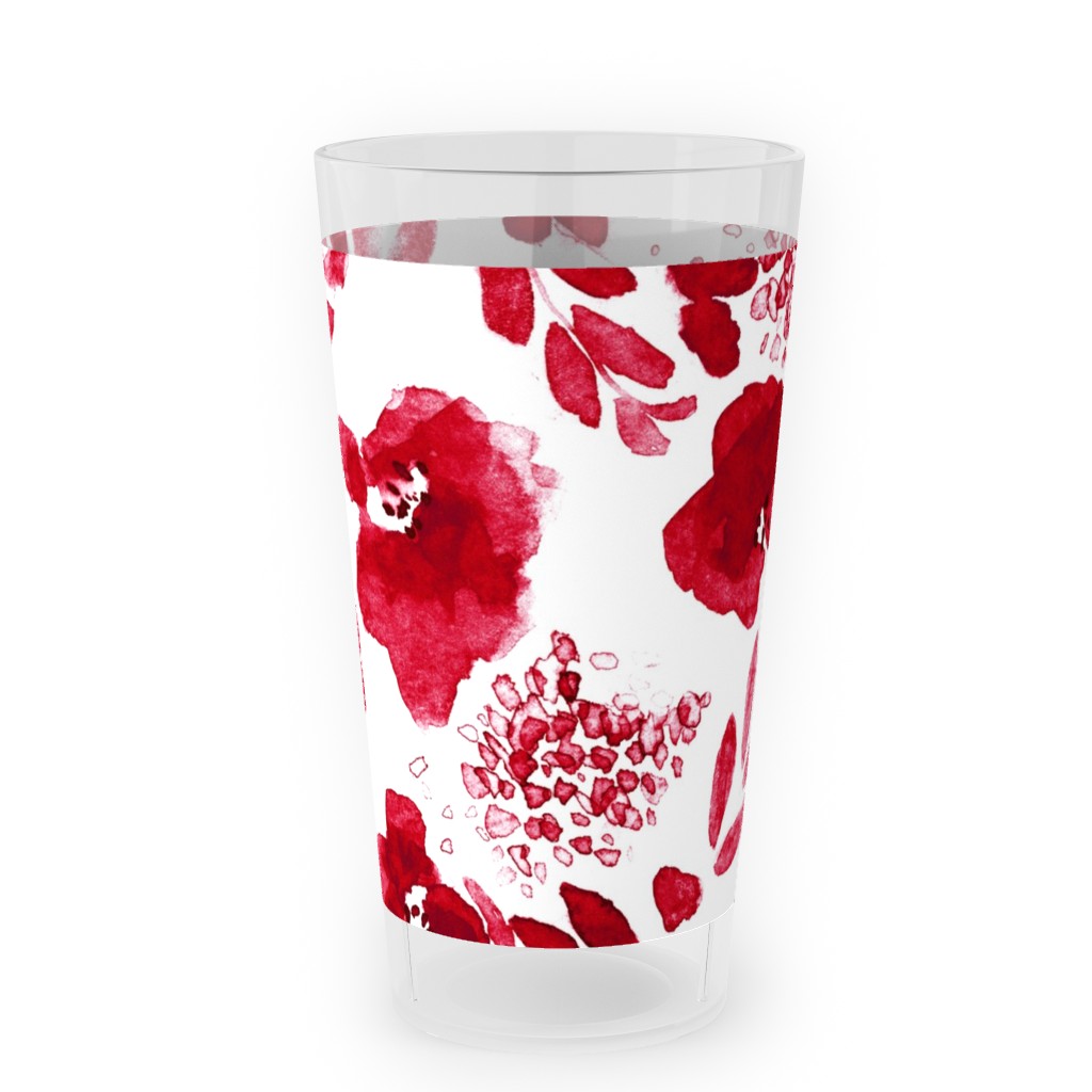 Floret Floral - Red Outdoor Pint Glass, Red