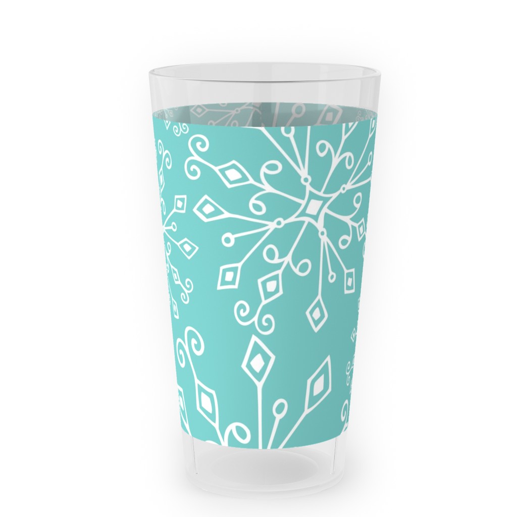 Frost Snowflakes Outdoor Pint Glass, Blue