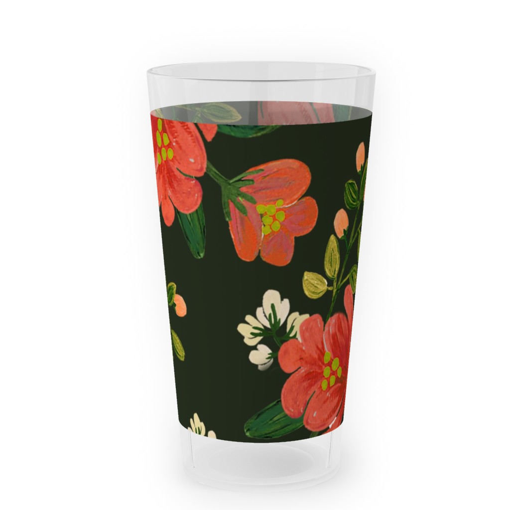 Holiday Floral Outdoor Pint Glass, Green