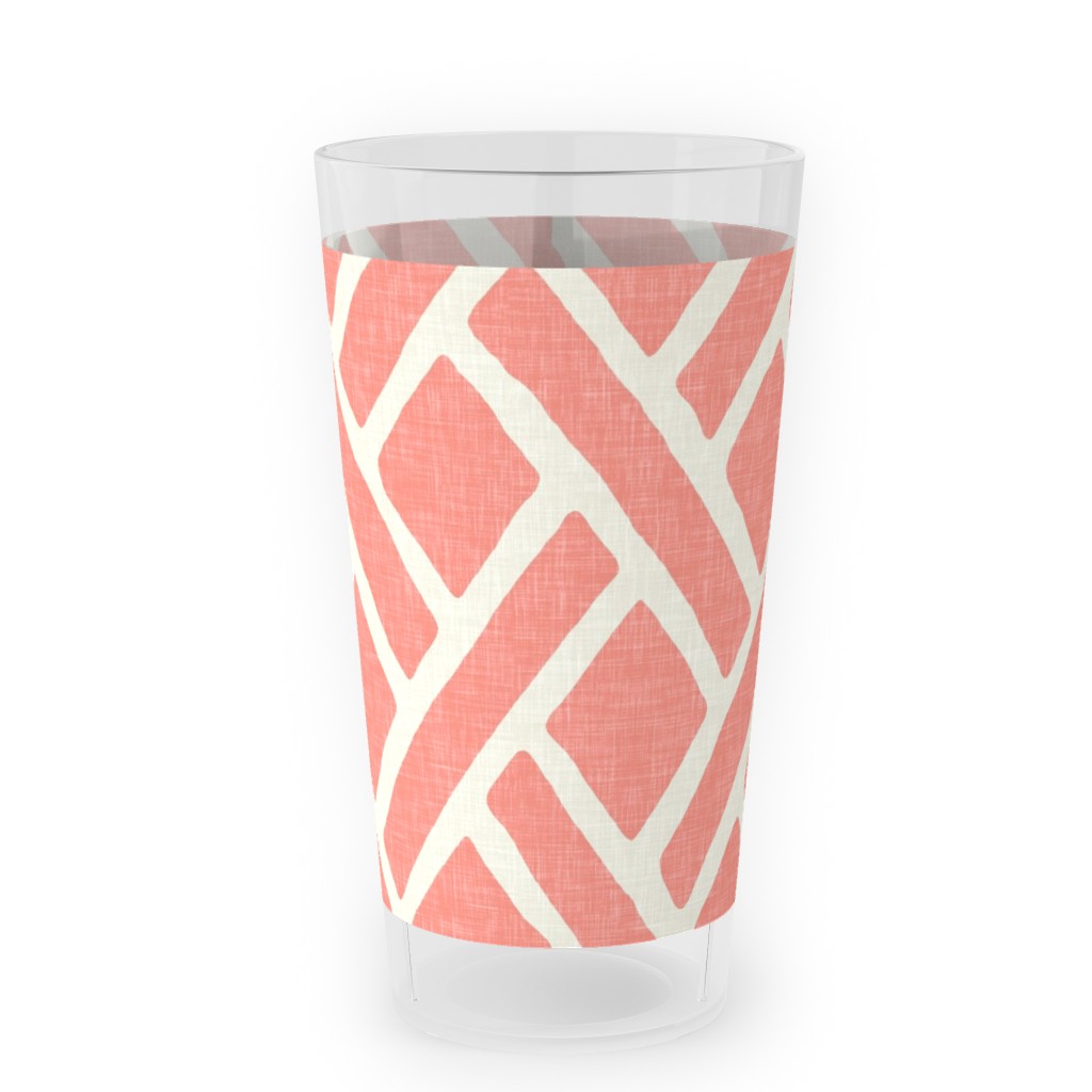 Lattice - Light Coral Outdoor Pint Glass, Pink