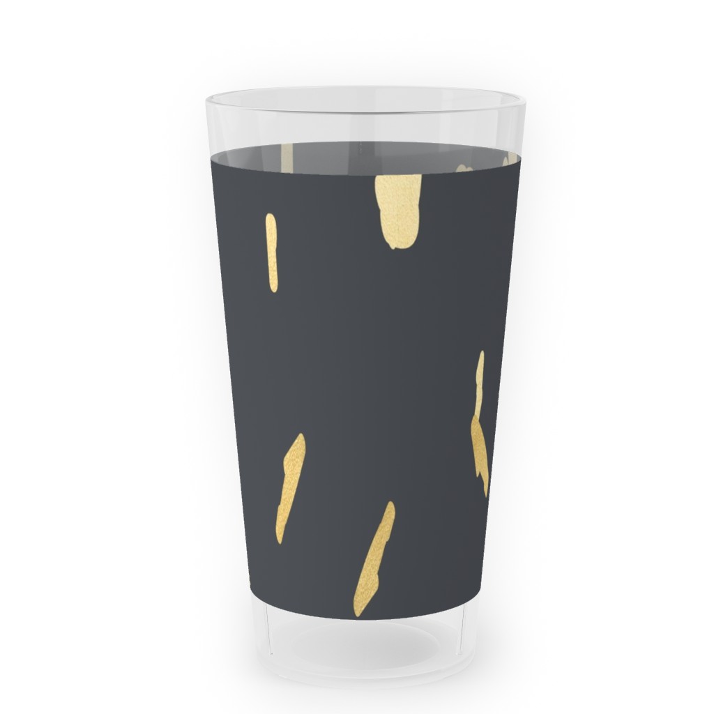 Blobs - Gold on Charcoal Outdoor Pint Glass, Gray