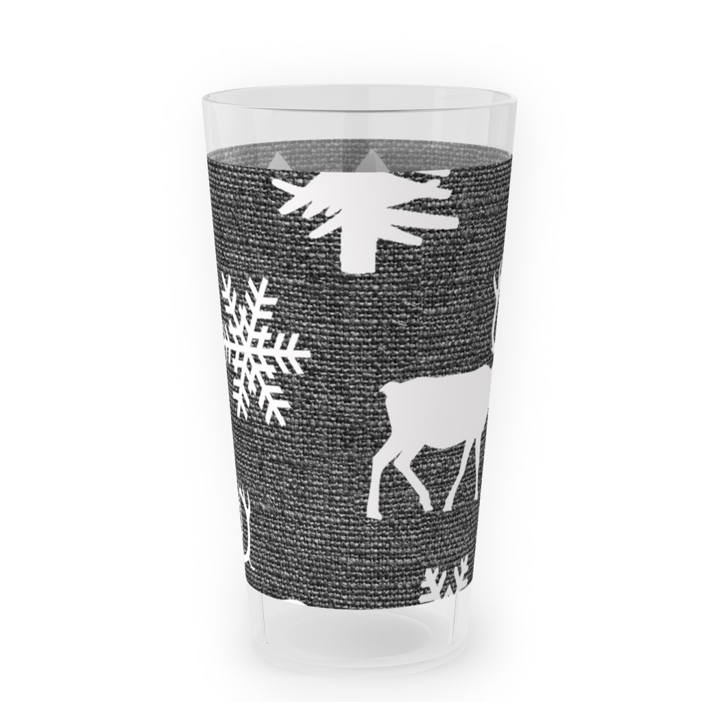 Winter Forest on Canvas Outdoor Pint Glass, Gray