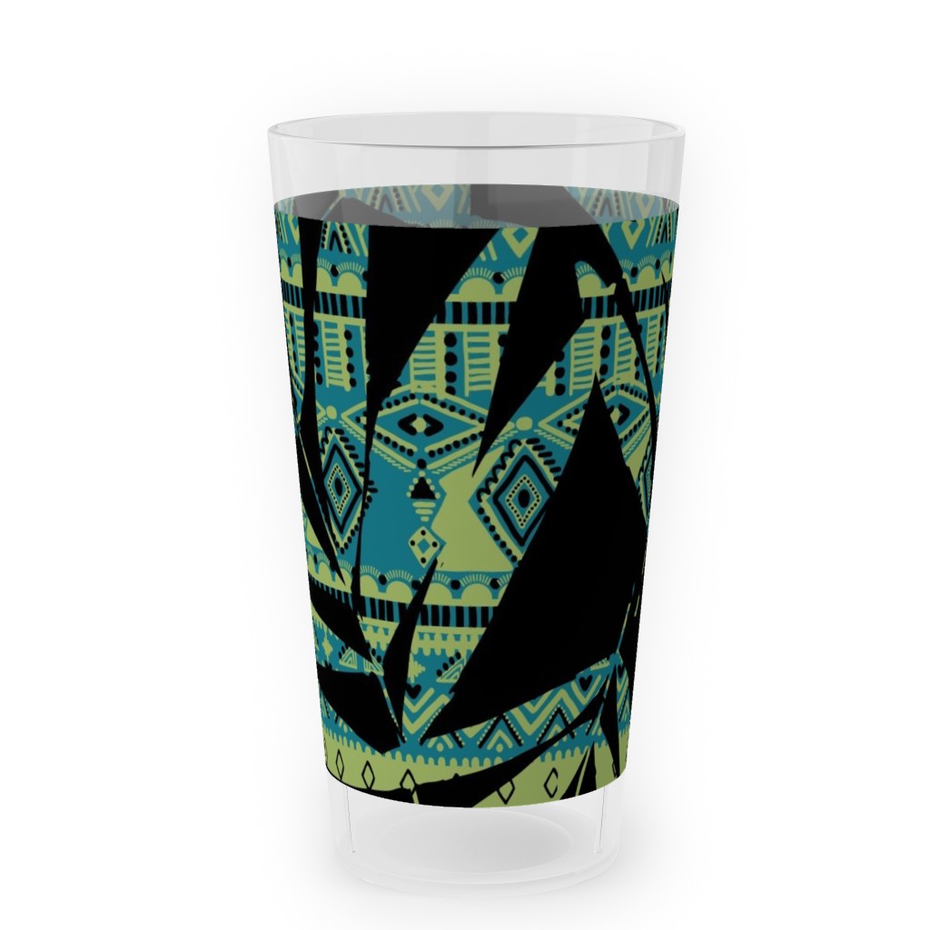 Patterned Palm - Dark Outdoor Pint Glass, Black
