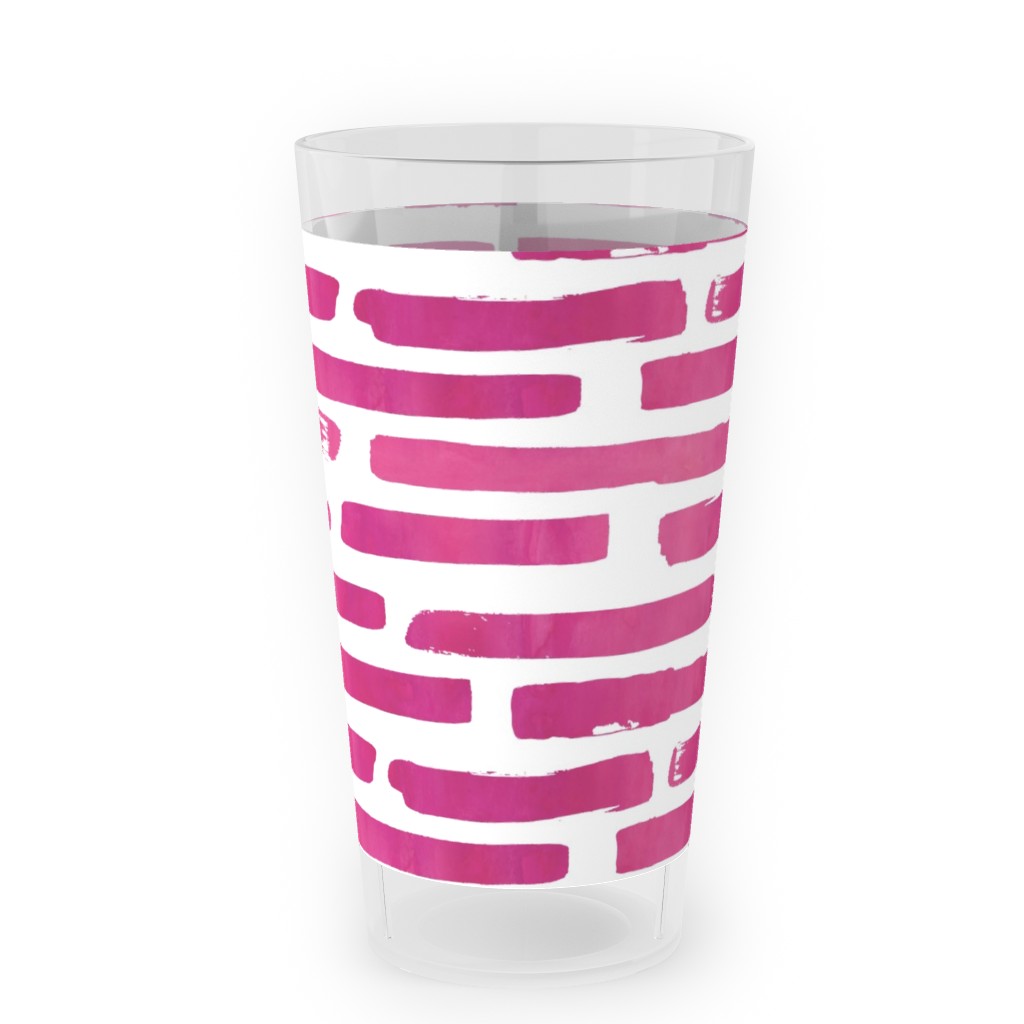 Watercolor Stripes - Berry Outdoor Pint Glass, Purple