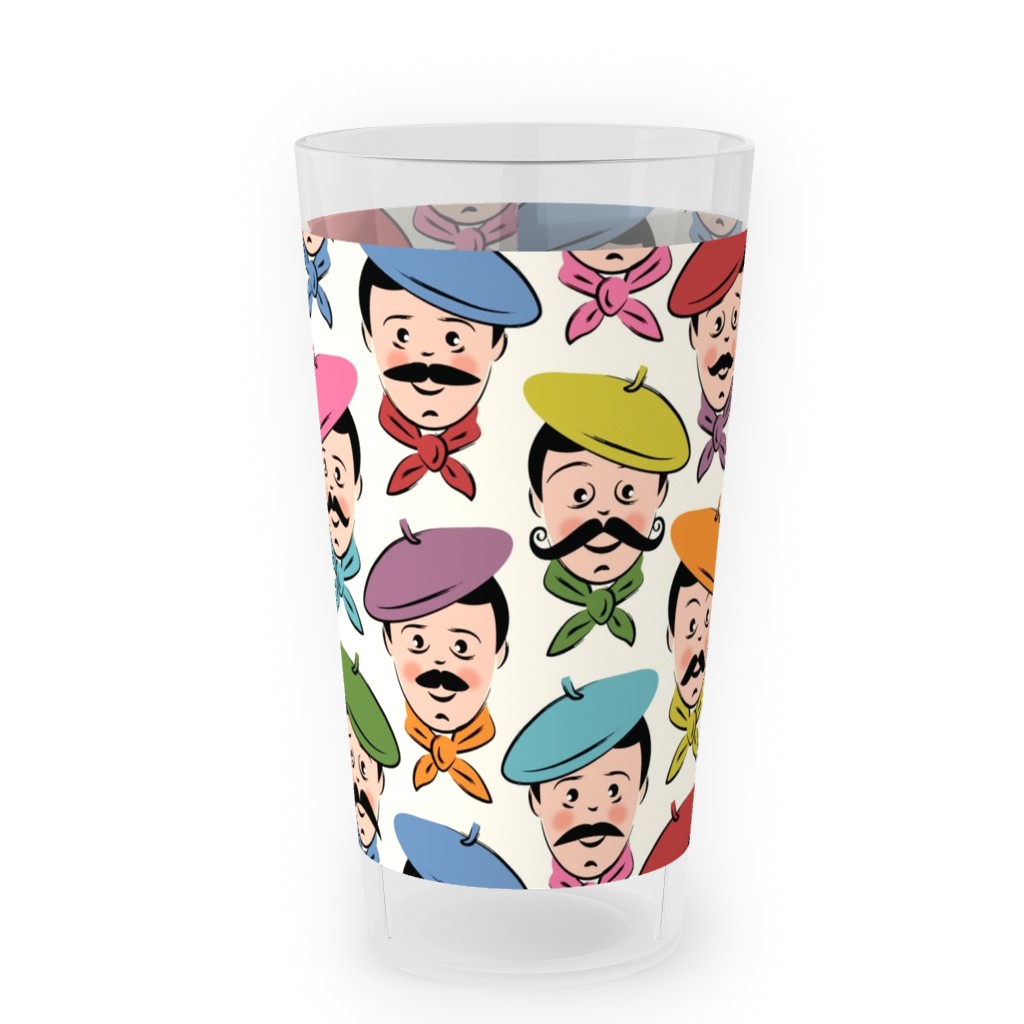 Men With Mustaches and Bandanas - Multi Outdoor Pint Glass, Multicolor