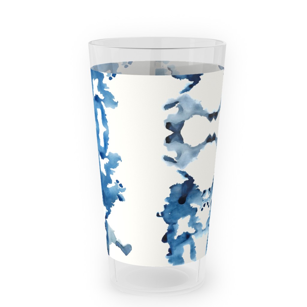 Small Rorschach Stripe - Indigo Blues Outdoor Pint Glass, Blue