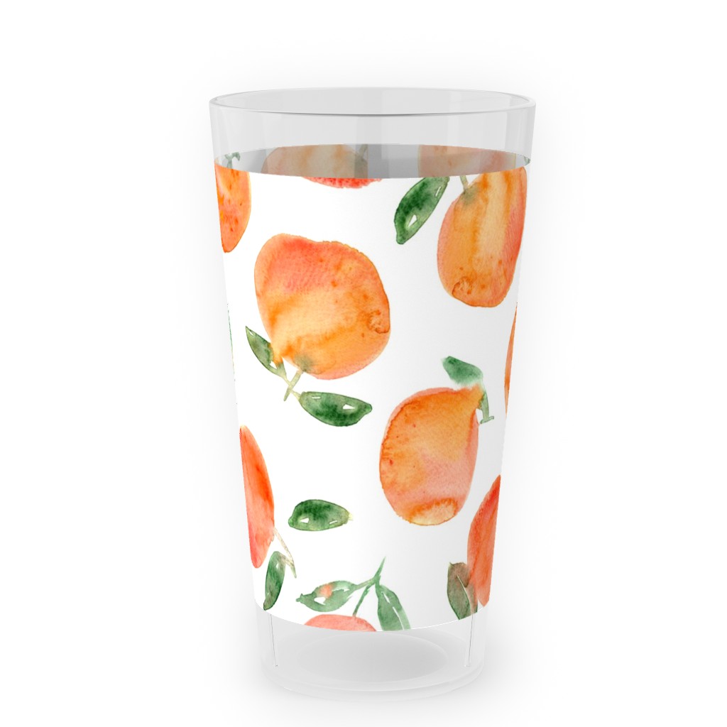 Watercolor Oranges - Orange Outdoor Pint Glass, Orange