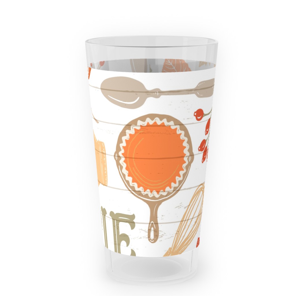 Gather Round & Give Thanks - a Fall Festival of Food, Fun, Family, Friends, and Pie! Outdoor Pint Glass, Orange